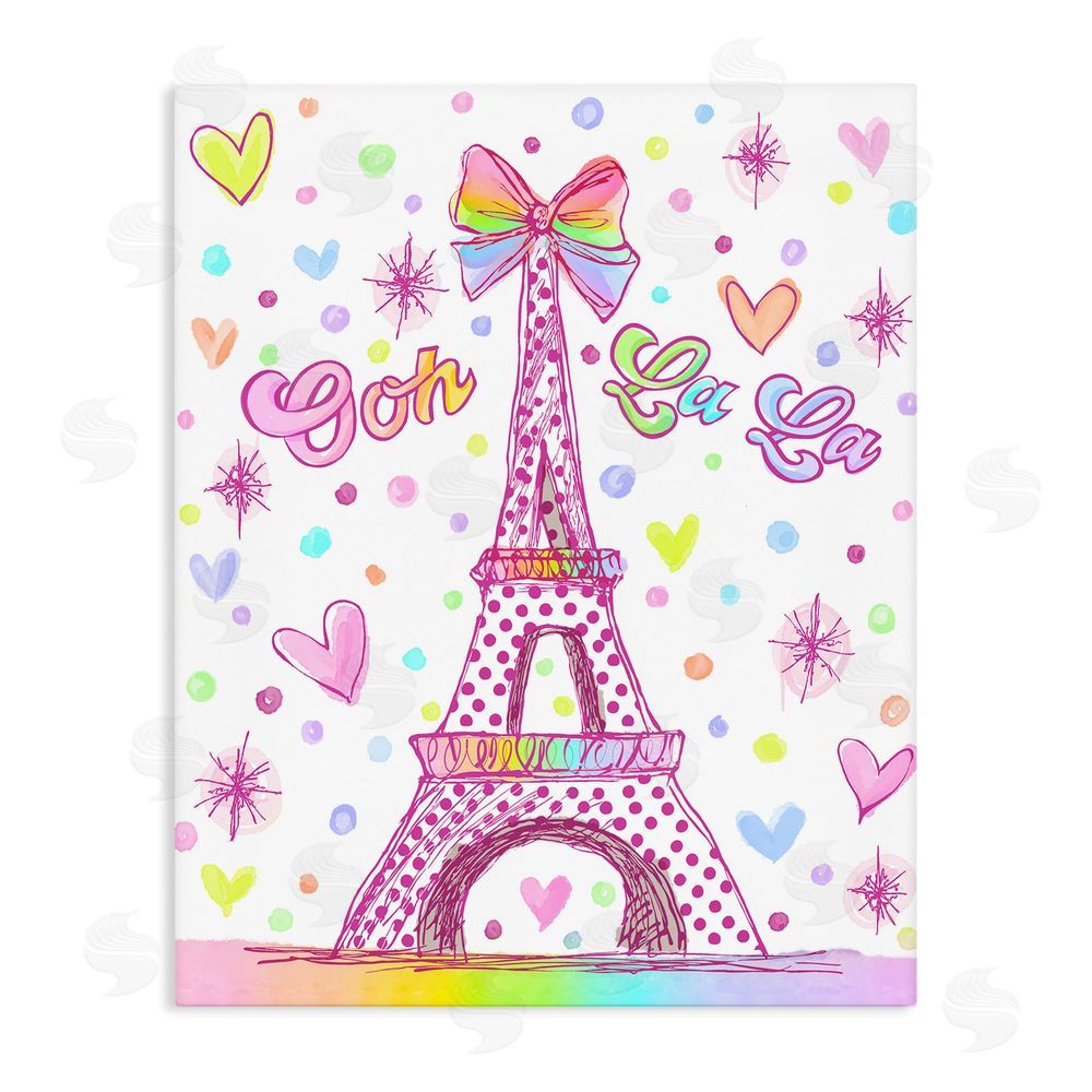 Jess Stempel Bright Pastels Eiffel Tower Stretched Canvas Wall Art Print