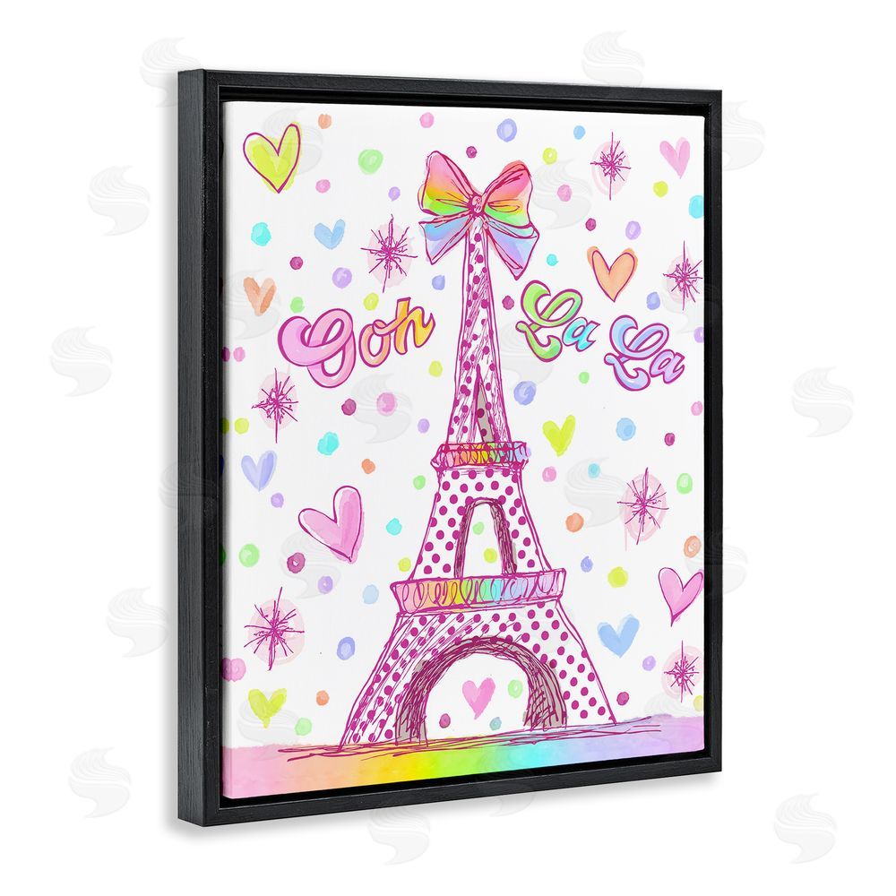 Jess Stempel Bright Pastels Eiffel Tower Black Floating Frame Canvas Wall Art Print