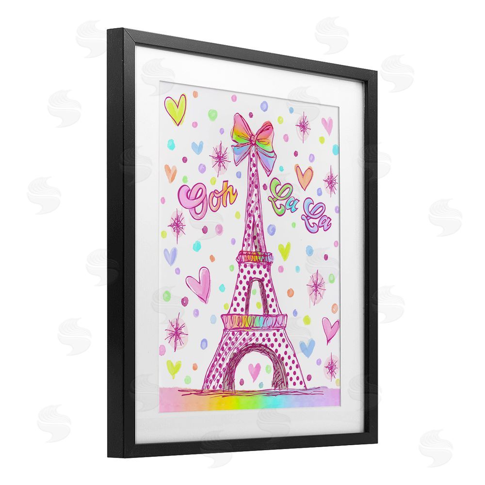 Jess Stempel Bright Pastels Eiffel Tower Black Framed Print Under Glass Wall Art