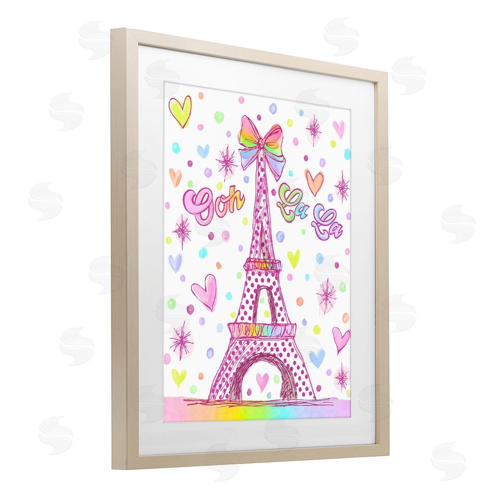 Jess Stempel Bright Pastels Eiffel Tower Brown Framed Print Under Glass Wall Art