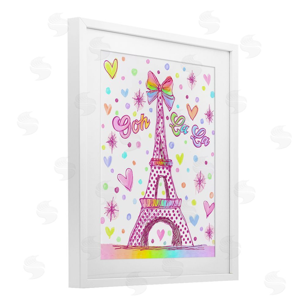 Jess Stempel Bright Pastels Eiffel Tower White Framed Print Under Glass Wall Art