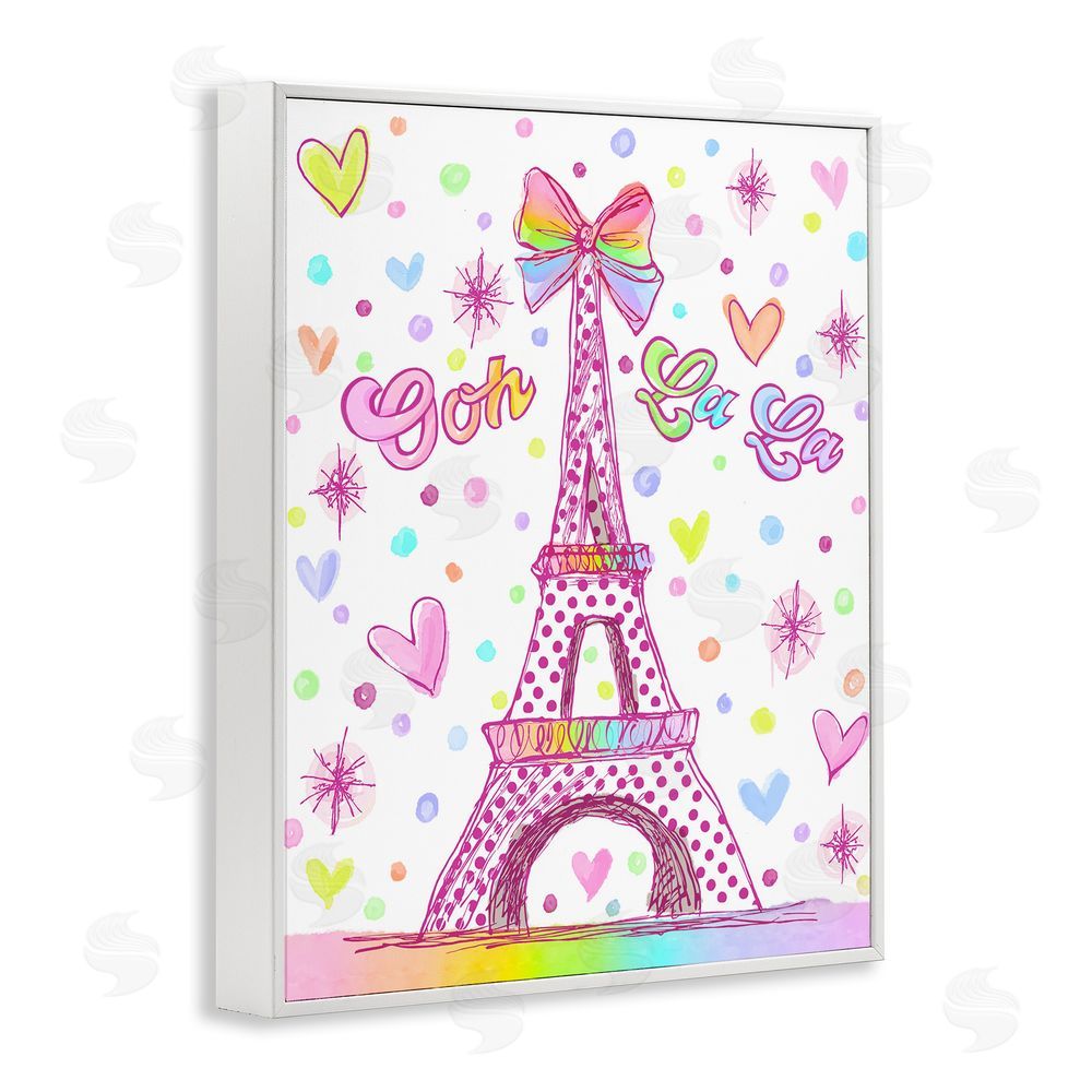 Jess Stempel Bright Pastels Eiffel Tower White Framed Giclee Wall Art Print