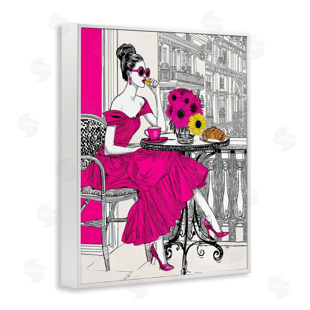 Jess Stempel Glamorous Brunch on Balcony White Framed Giclee Wall Art Print