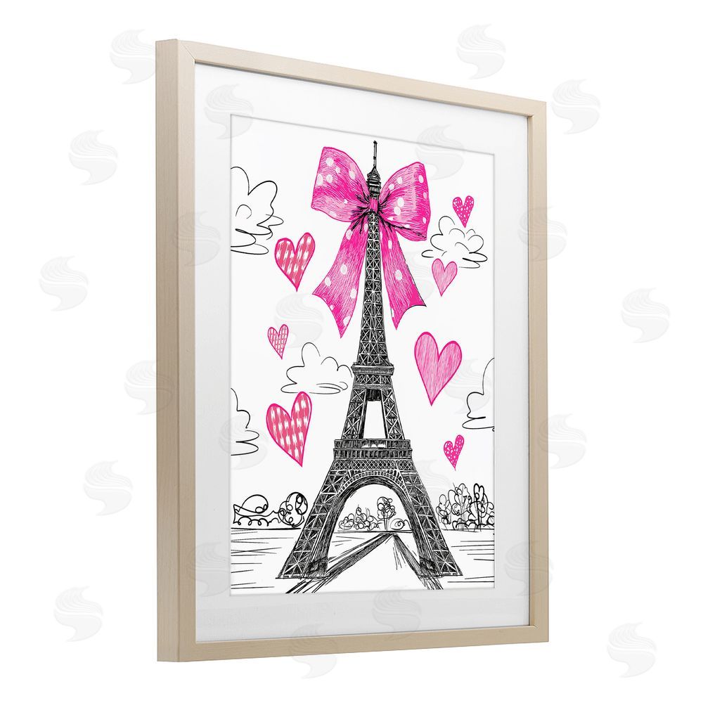 Jess Stempel Heart Patterned Eiffel Tower Brown Framed Print Under Glass Wall Art
