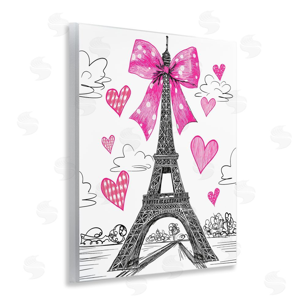 Jess Stempel Heart Patterned Eiffel Tower Wooden Wall Plaque Art Print