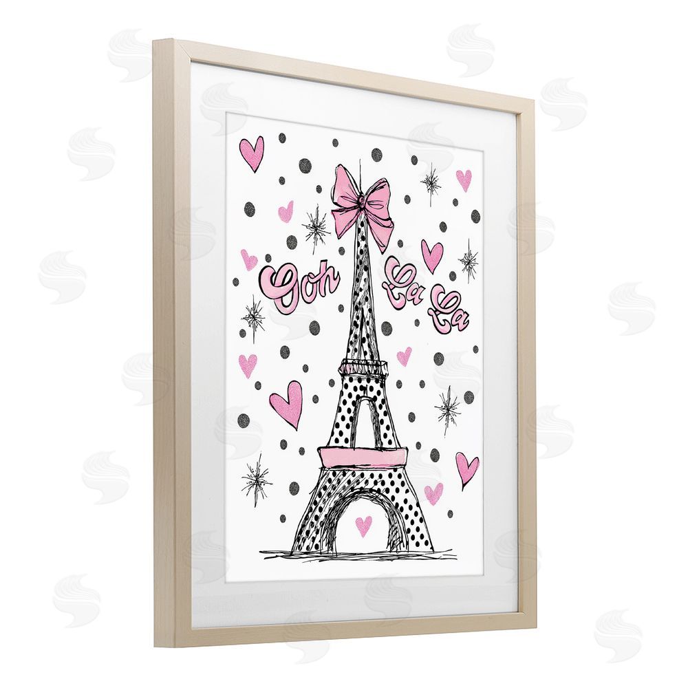 Jess Stempel Ooh La La Polka Dots Eiffel Brown Framed Print Under Glass Wall Art