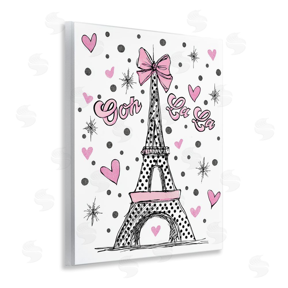 Jess Stempel Ooh La La Polka Dots Eiffel Wooden Wall Plaque Art Print