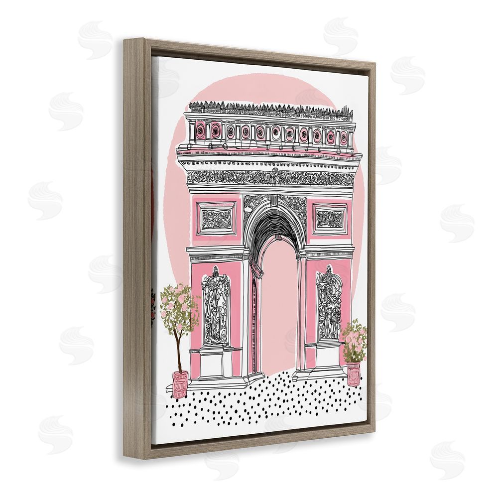 Jess Stempel Pink Neoclassical Archway Brown Floating Frame Canvas Wall Art Print