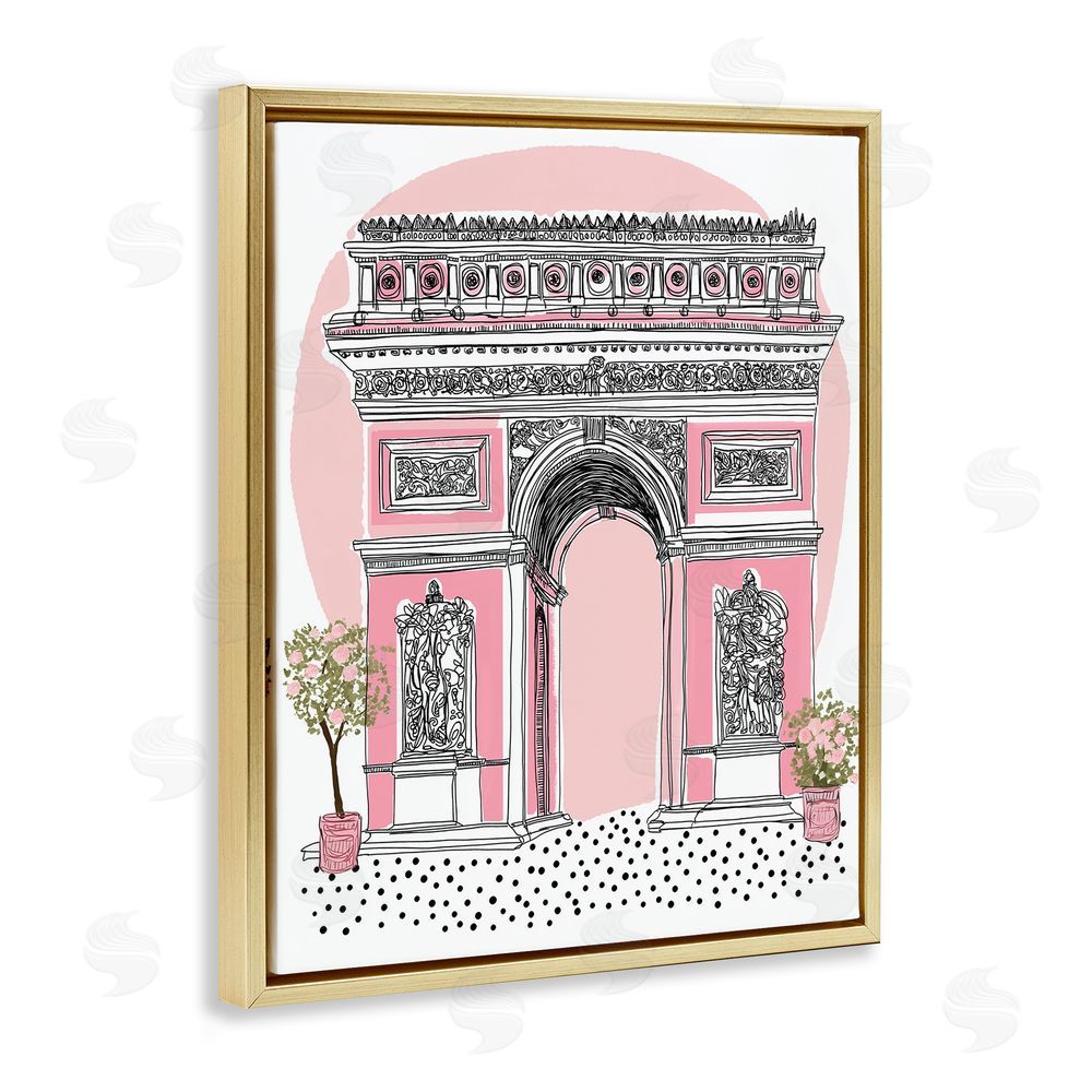 Jess Stempel Pink Neoclassical Archway Gold Floating Frame Canvas Wall Art Print