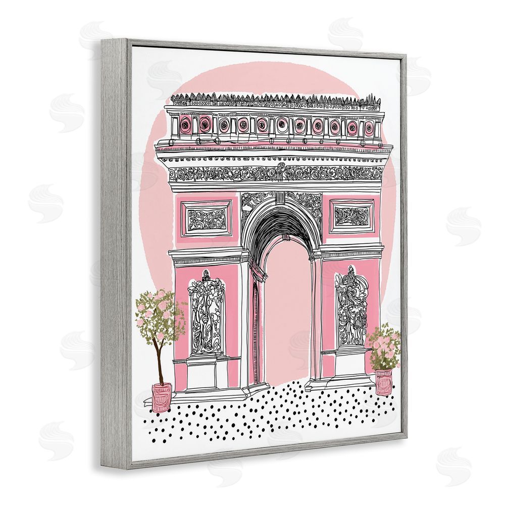 Jess Stempel Pink Neoclassical Archway Gray Framed Giclee Wall Art Print