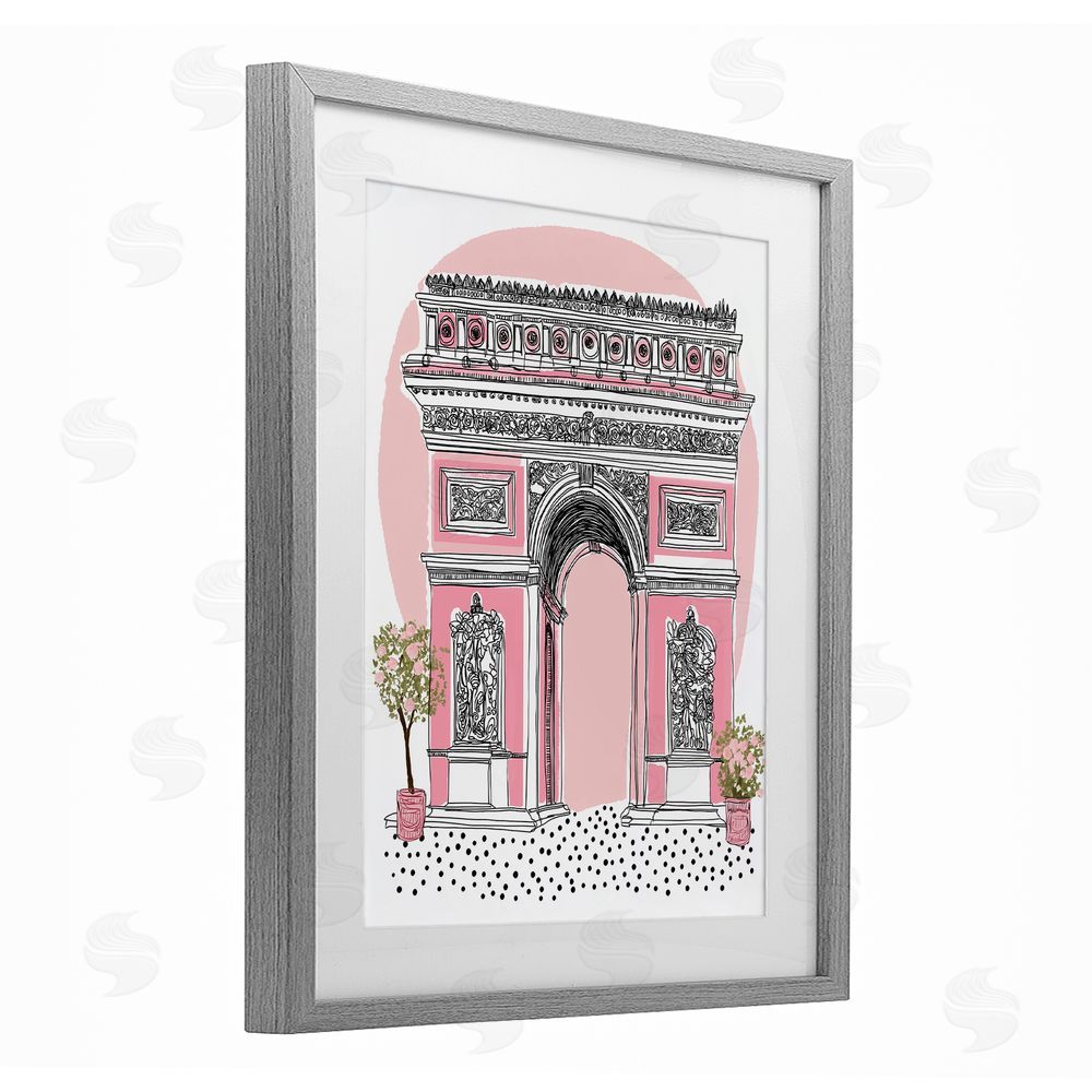 Jess Stempel Pink Neoclassical Archway Gray Framed Print Under Glass Wall Art