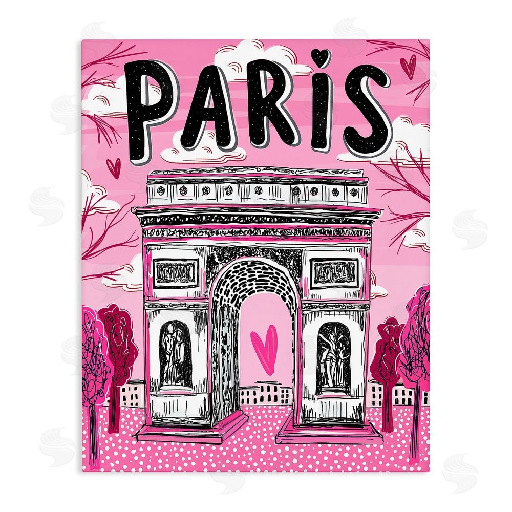 Jess Stempel Romantic Paris Arc de Triomphe Stretched Canvas Wall Art Print