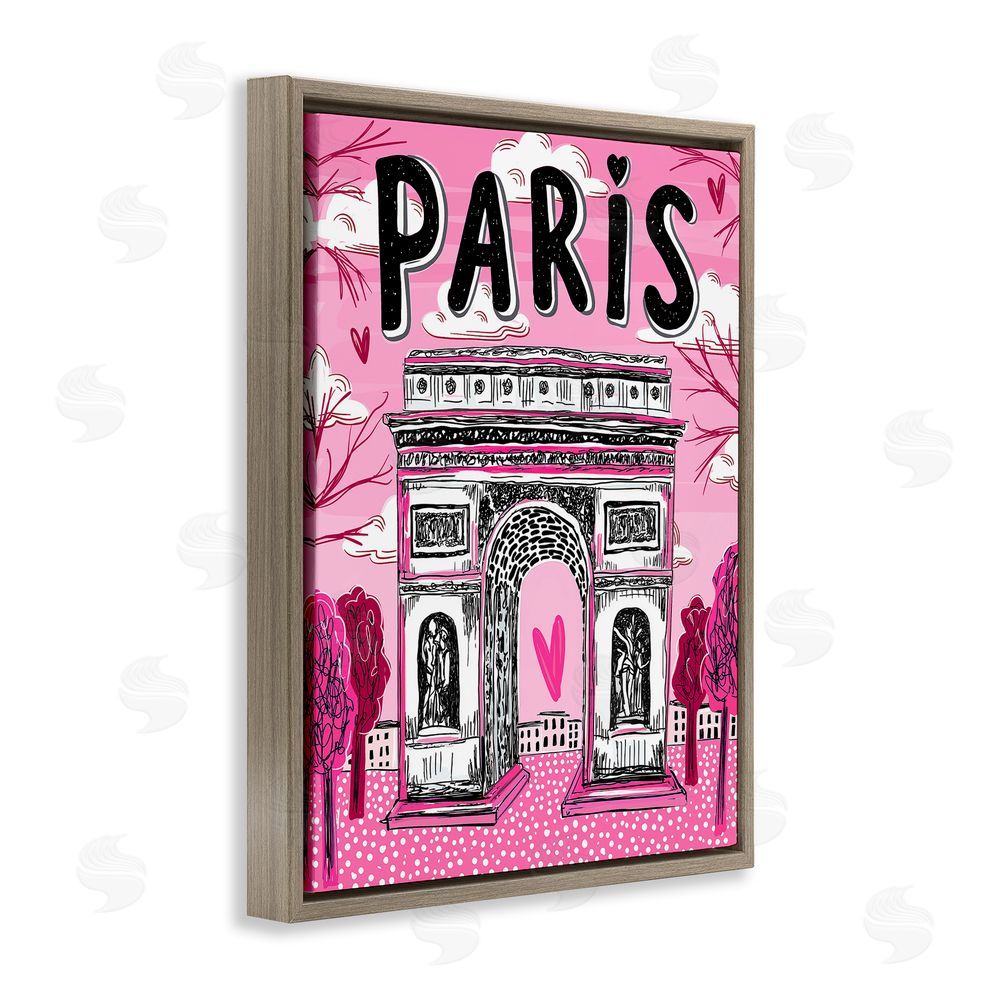 Jess Stempel Romantic Paris Arc de Triomphe Brown Floating Frame Canvas Wall Art Print
