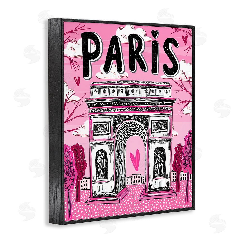 Jess Stempel Romantic Paris Arc de Triomphe Black Framed Giclee Wall Art Print