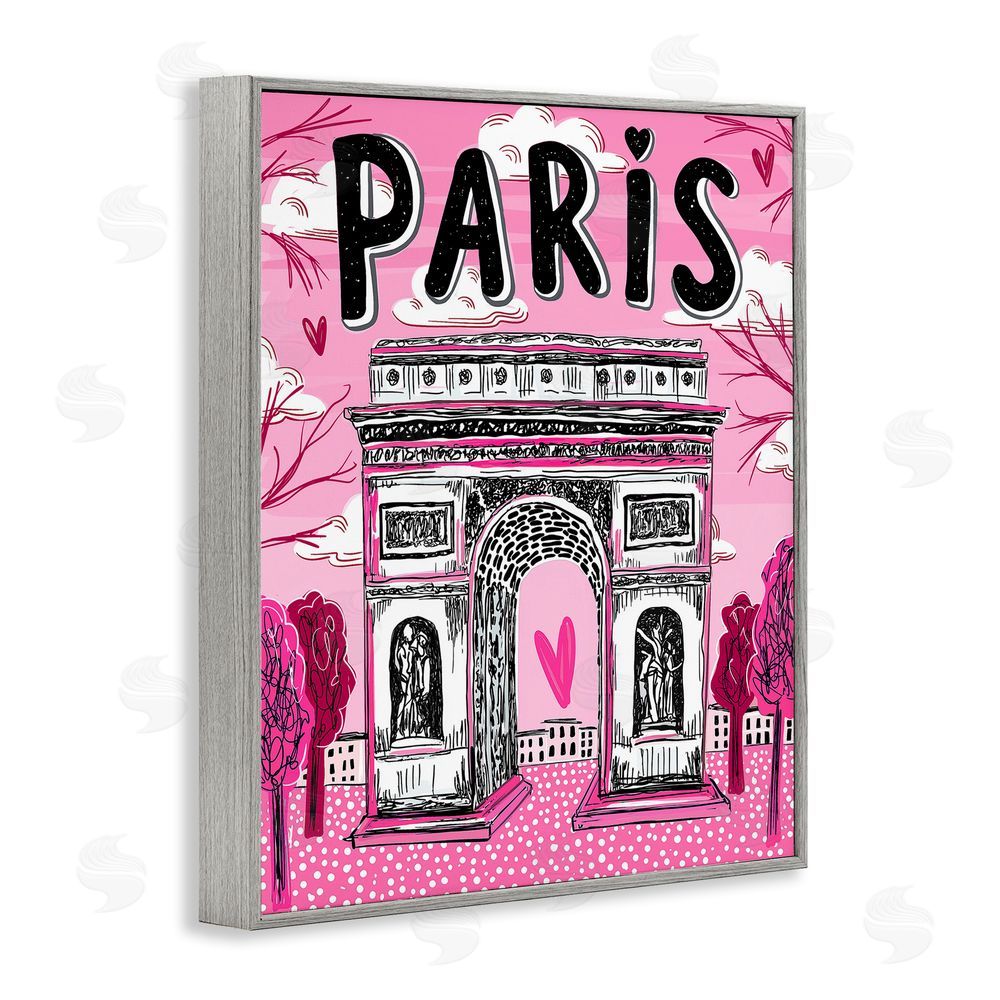Jess Stempel Romantic Paris Arc de Triomphe Gray Framed Giclee Wall Art Print