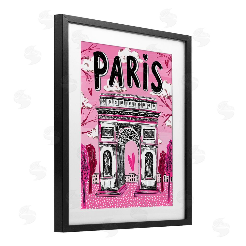 Jess Stempel Romantic Paris Arc de Triomphe Black Framed Print Under Glass Wall Art