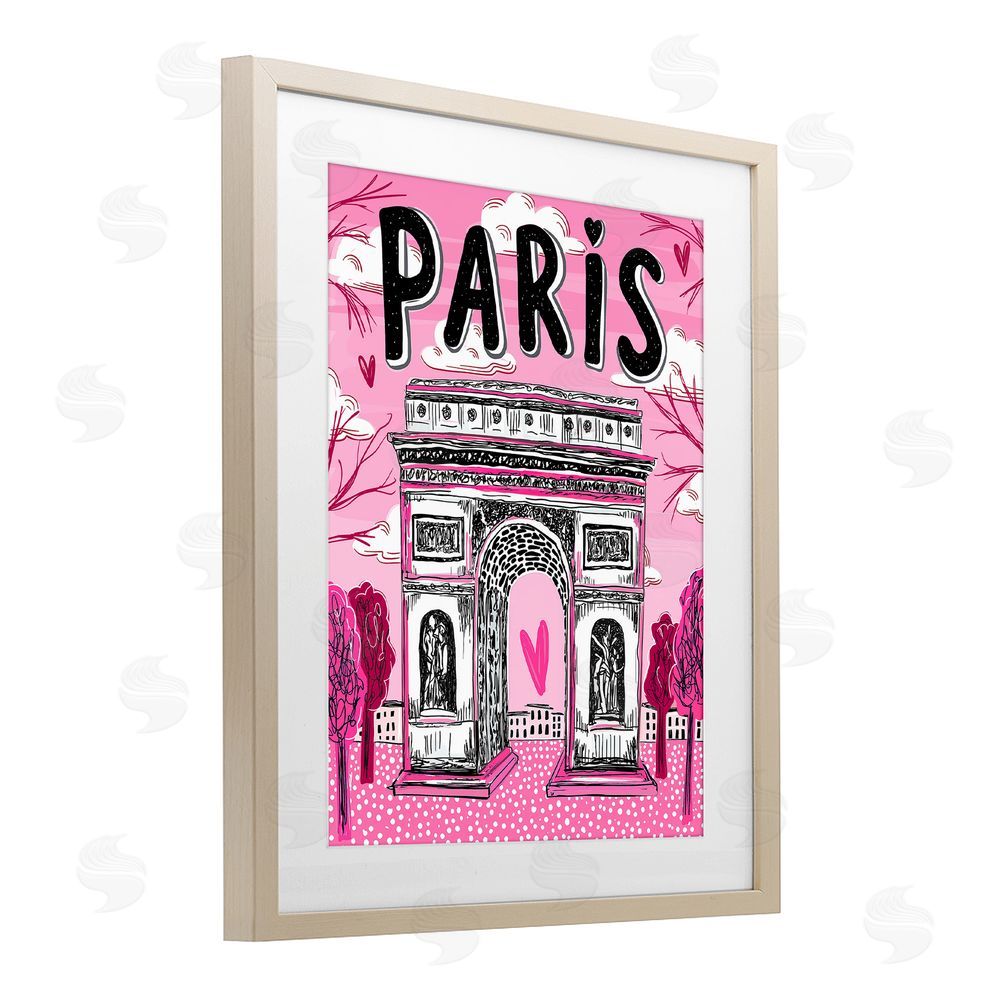 Jess Stempel Romantic Paris Arc de Triomphe Brown Framed Print Under Glass Wall Art