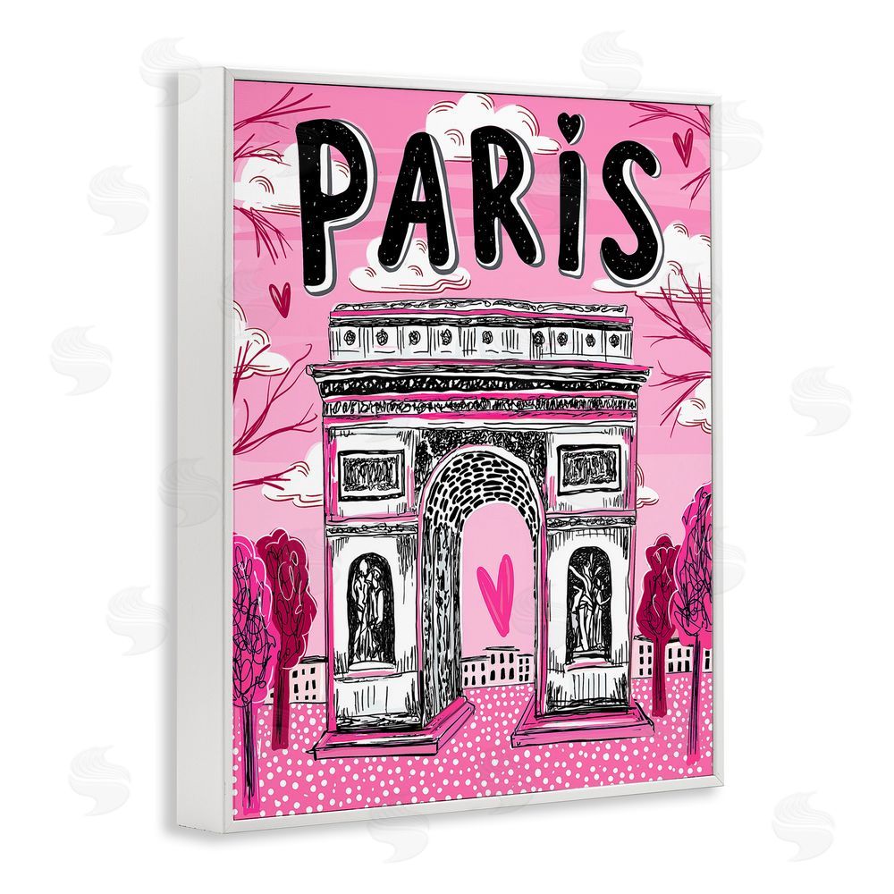 Jess Stempel Romantic Paris Arc de Triomphe White Framed Giclee Wall Art Print