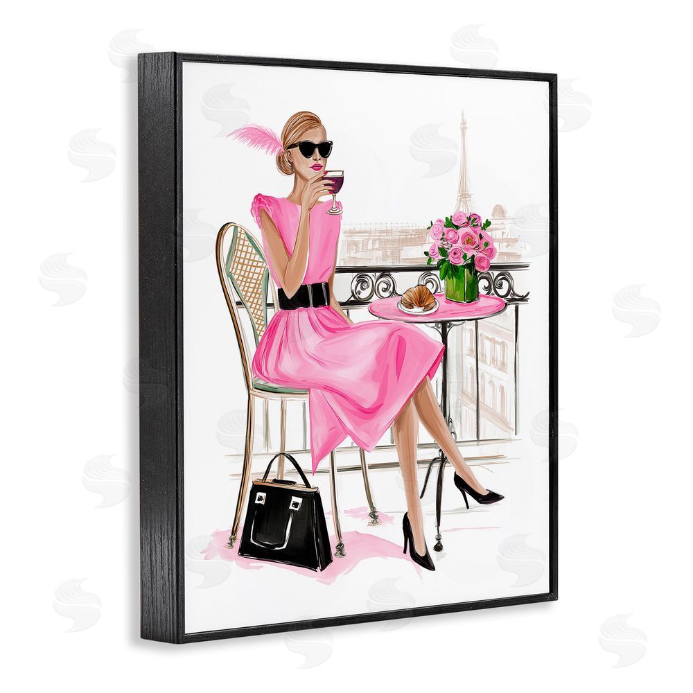 Jess Stempel Parisian Chic on Cafe Balcony Black Framed Giclee Wall Art Print