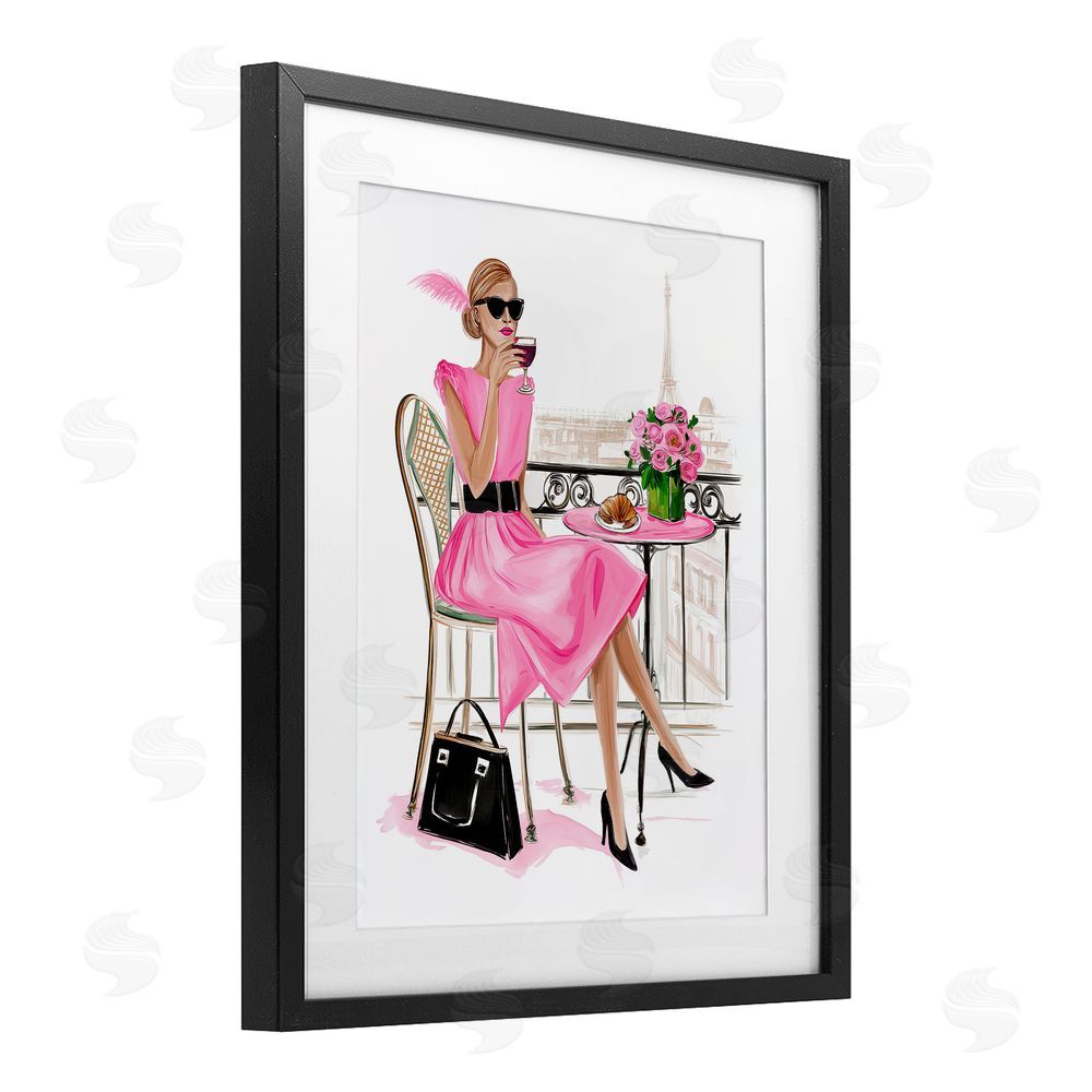 Jess Stempel Parisian Chic on Cafe Balcony Black Framed Print Under Glass Wall Art