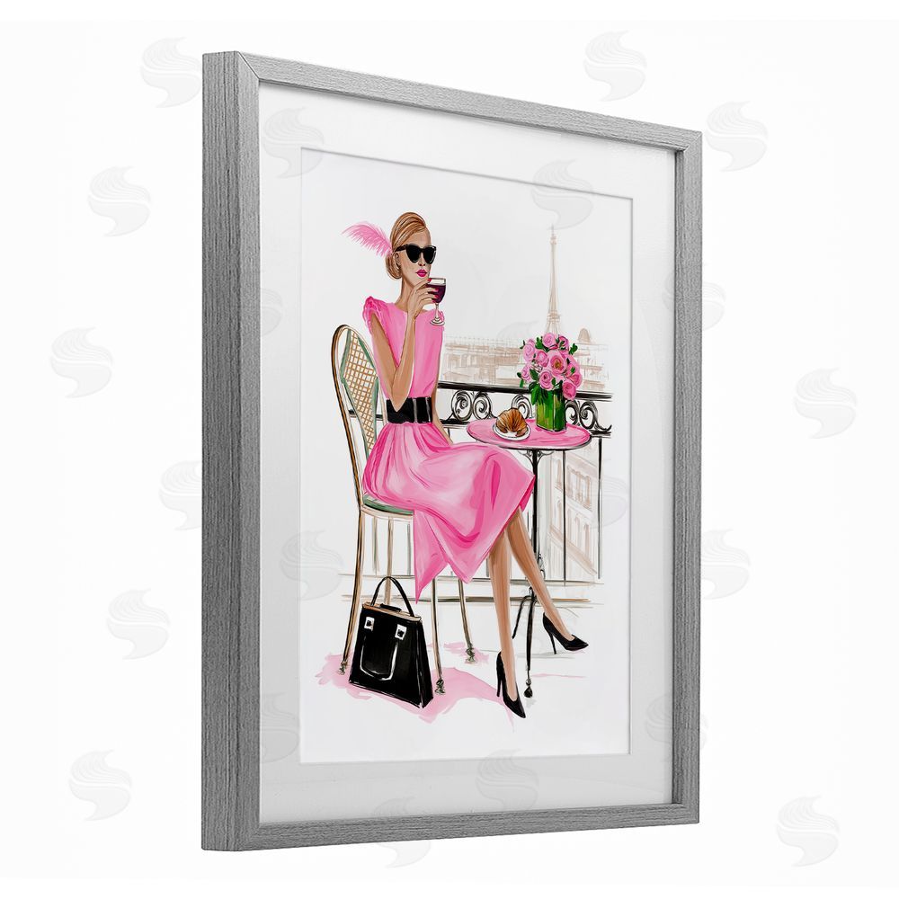 Jess Stempel Parisian Chic on Cafe Balcony Gray Framed Print Under Glass Wall Art