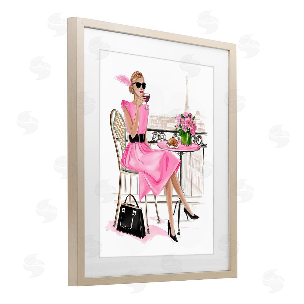 Jess Stempel Parisian Chic on Cafe Balcony Brown Framed Print Under Glass Wall Art