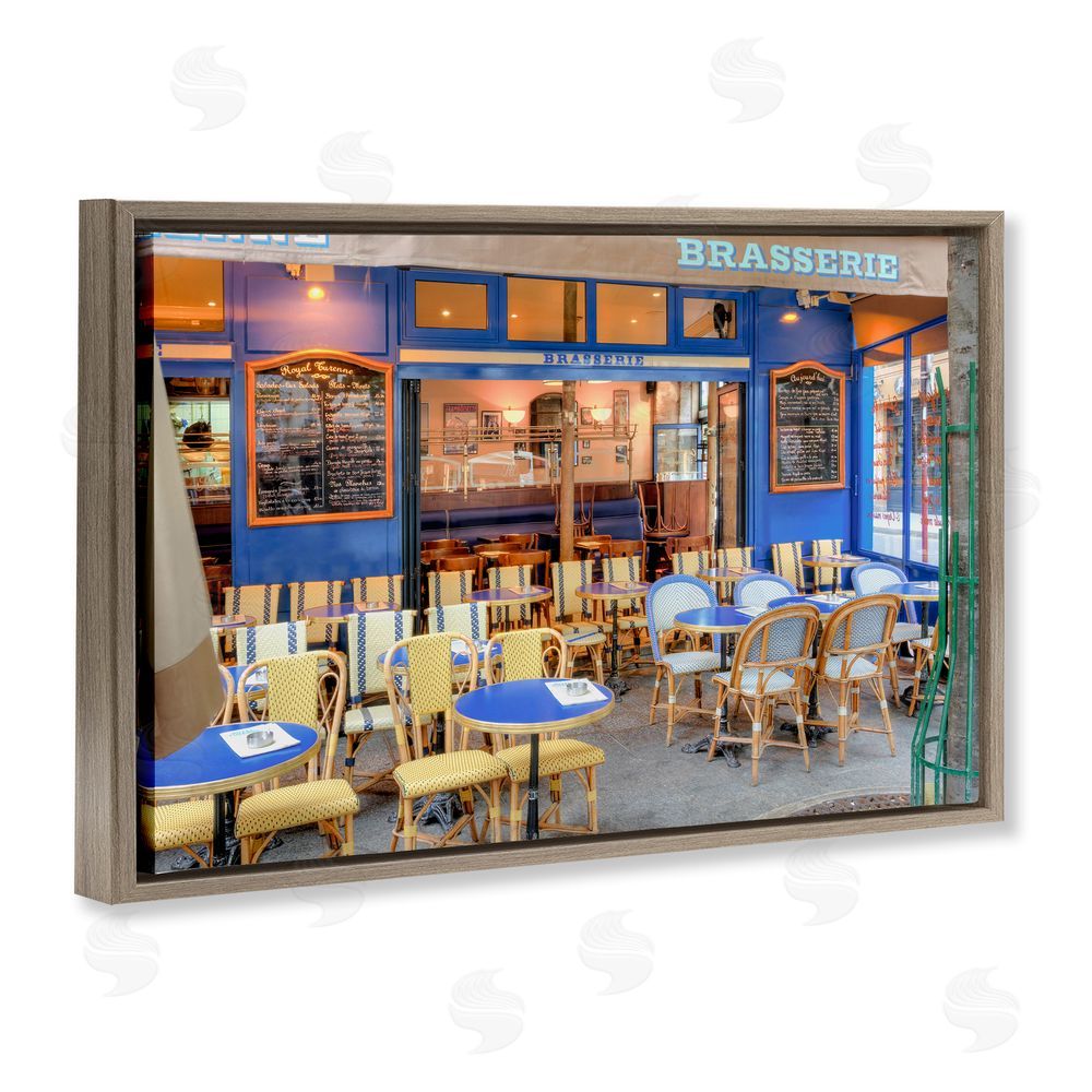 Alan Blaustein Parisian Brasserie Terrace Brown Floating Frame Canvas Wall Art Print