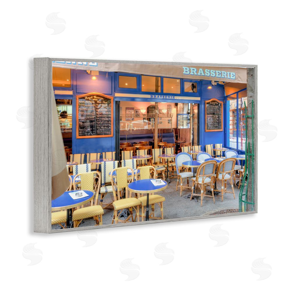 Alan Blaustein Parisian Brasserie Terrace Gray Framed Giclee Wall Art Print