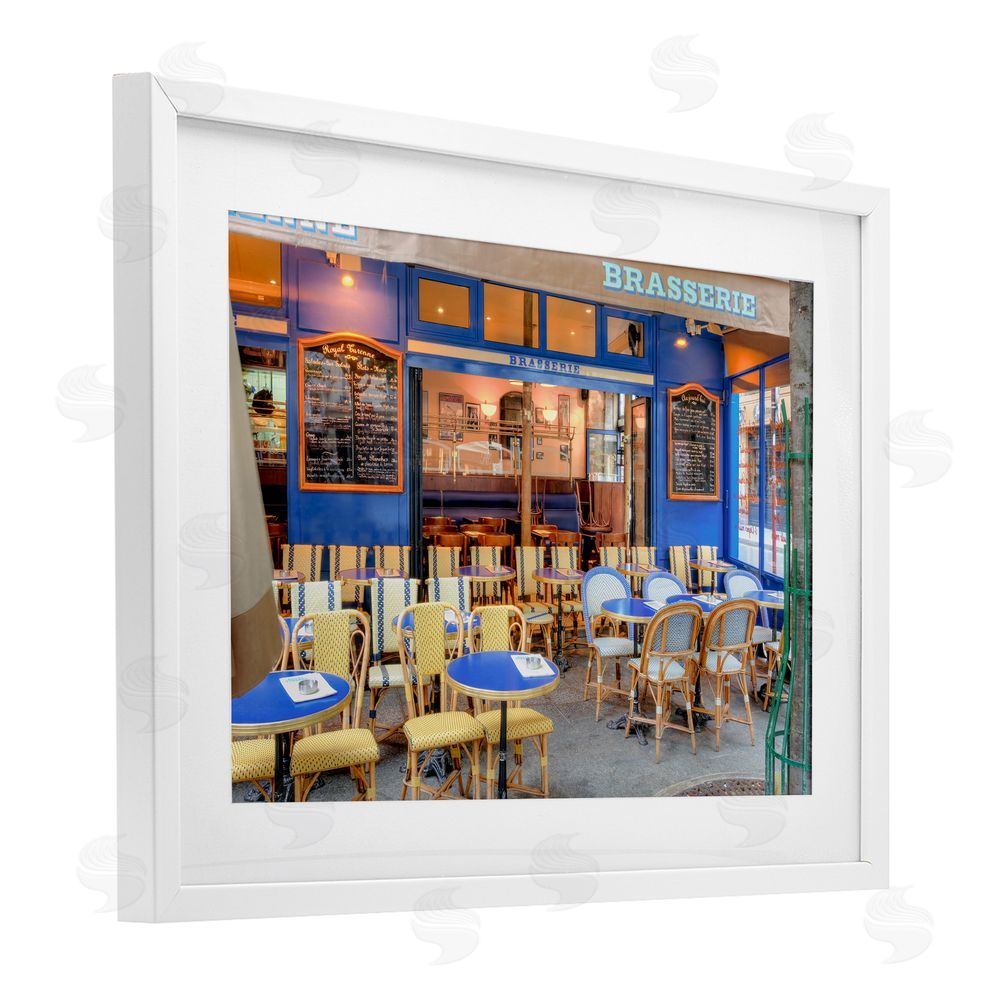 Alan Blaustein Parisian Brasserie Terrace White Framed Print Under Glass Wall Art
