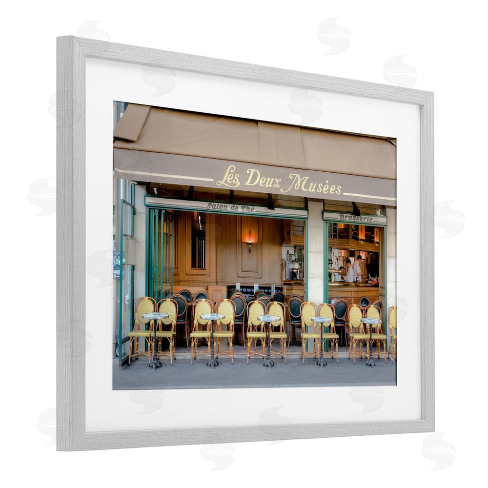 Alan Blaustein Parisian Outdoor Seating Cafe Gray Framed Print Under Glass Wall Art