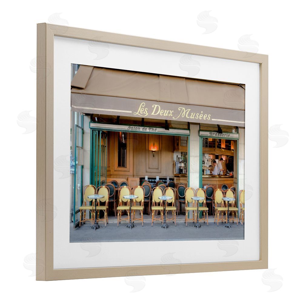 Alan Blaustein Parisian Outdoor Seating Cafe Brown Framed Print Under Glass Wall Art