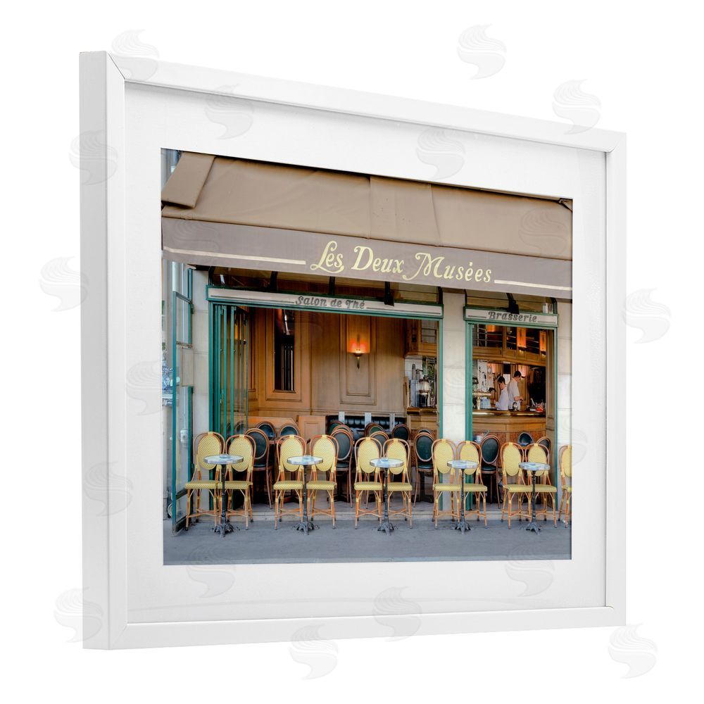 Alan Blaustein Parisian Outdoor Seating Cafe White Framed Print Under Glass Wall Art