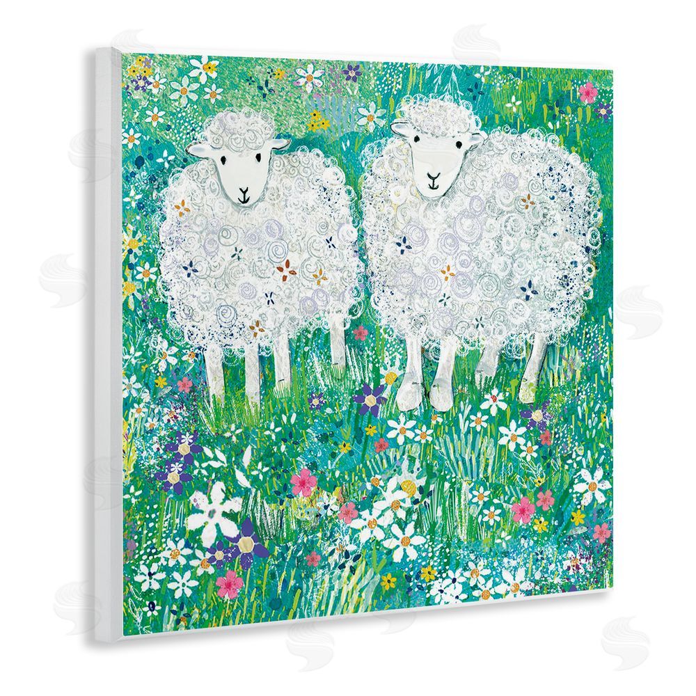 Clare Tupper Wooly Sheep with Scattered Flowers Wall Plaque Art Print