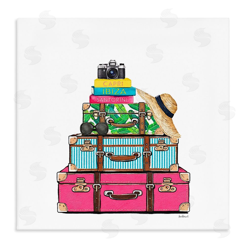 Amanda Greenwood Glam Travel Suitcases Stretched Canvas Wall Art Print