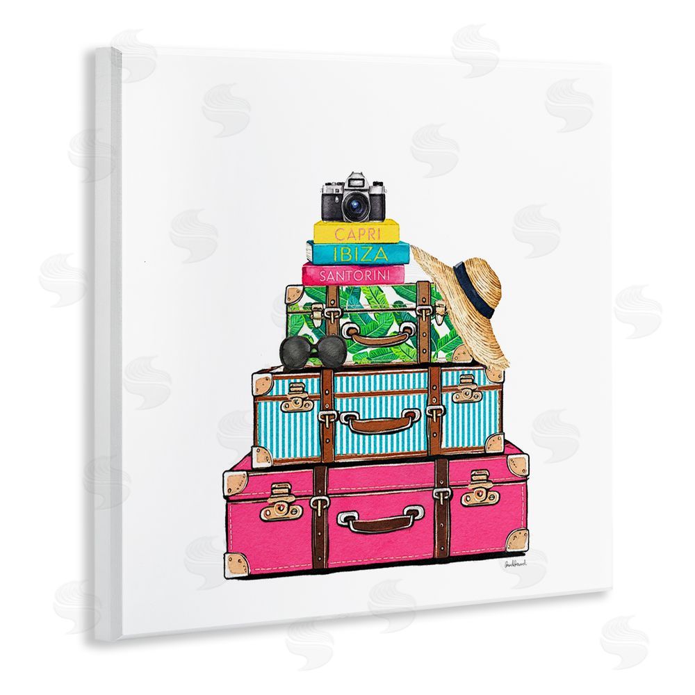 Amanda Greenwood Glam Travel Suitcases Wooden Wall Plaque Art Print