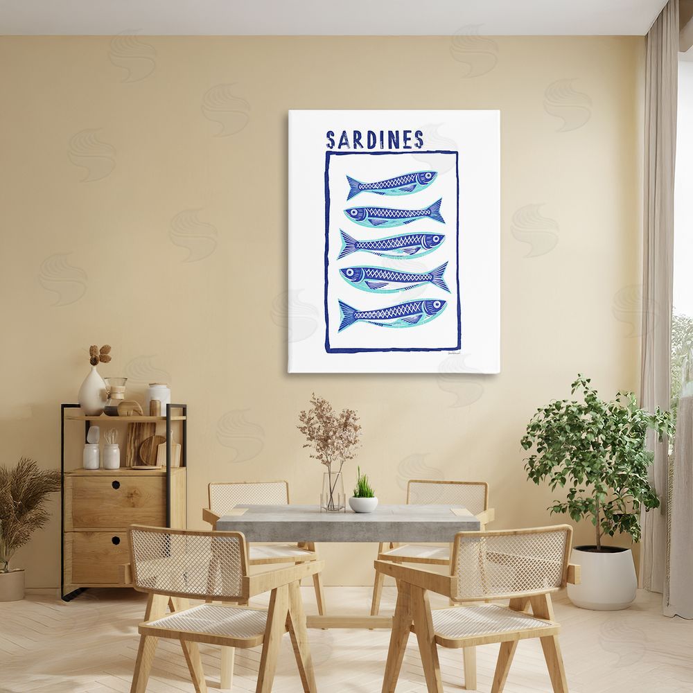Amanda Greenwood Blocked Sardines Pattern Canvas Wall Art Print in Room