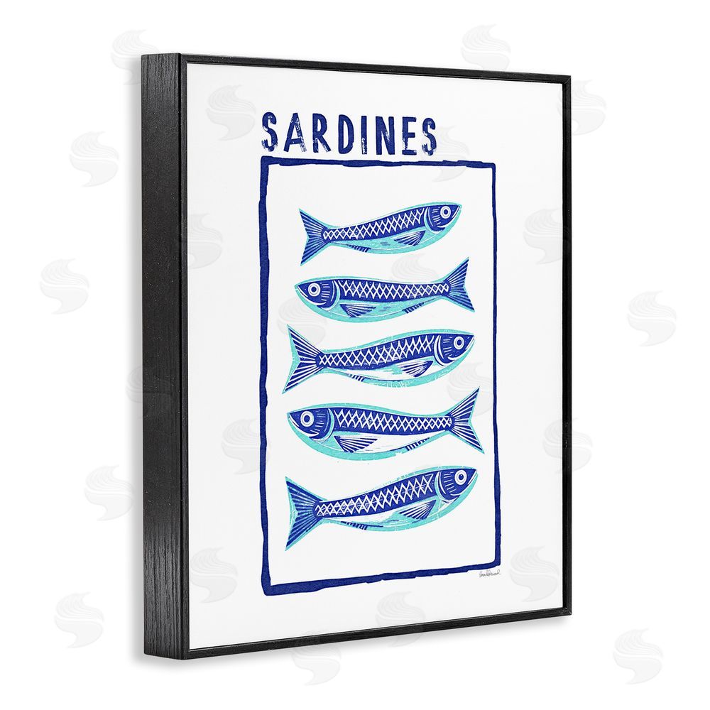 Amanda Greenwood Blocked Sardines Pattern Black Framed Giclee Wall Art Print