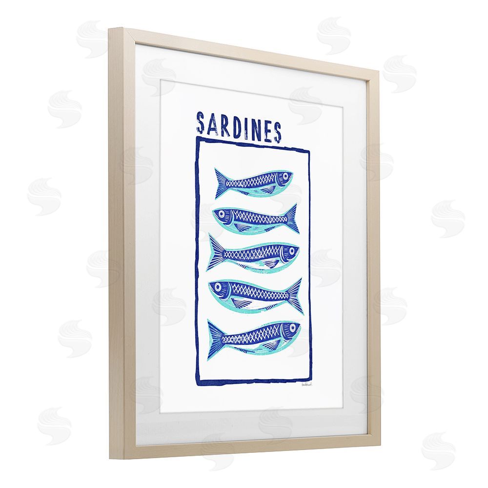 Amanda Greenwood Blocked Sardines Pattern Birch Framed Print Under Glass Wall Art