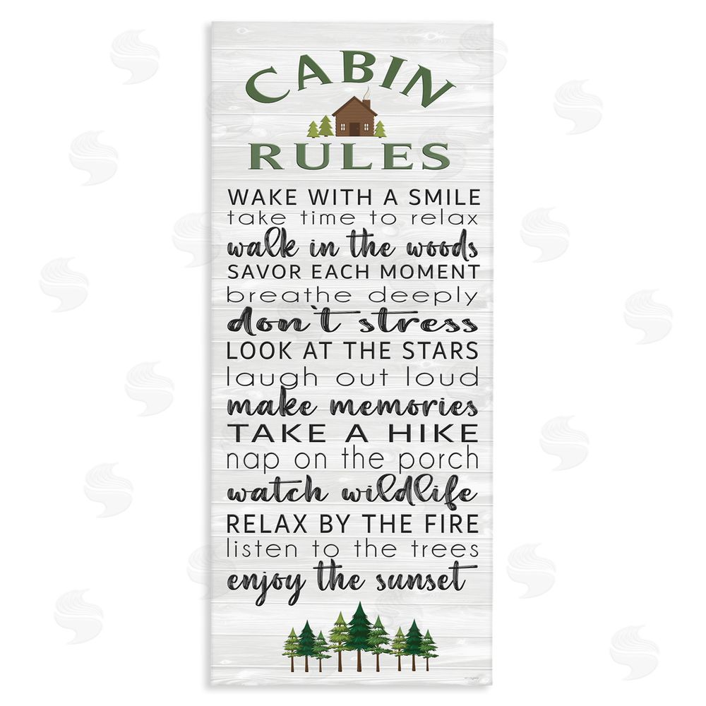 Seven Trees Design Cabin Rules Enjoy The Moment Stretched Canvas Wall Art Print