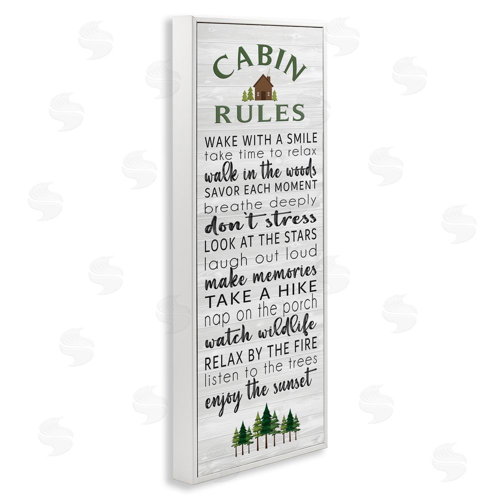 Seven Trees Design Cabin Rules Enjoy The Moment White Framed Giclee Wall Art Print