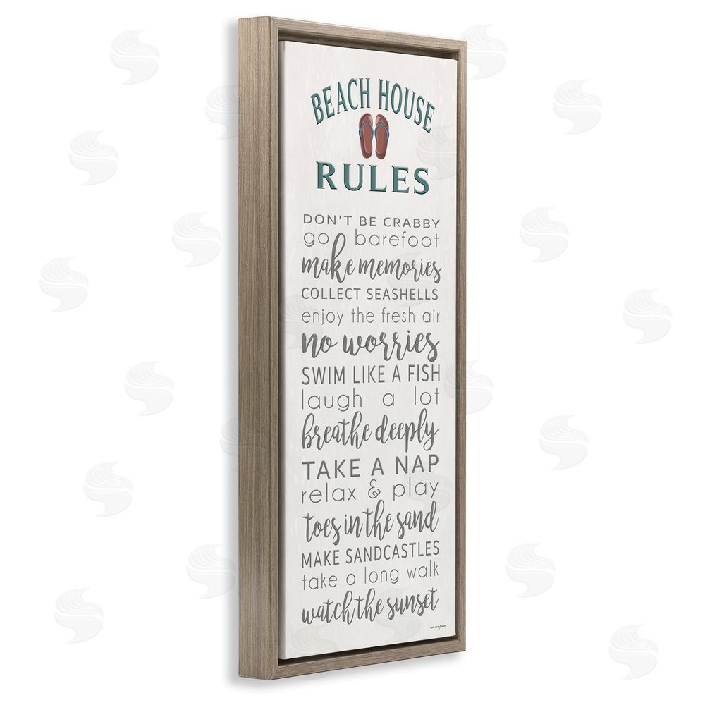 Seven Trees Design Beach House Rules Make Memories Brown Floating Frame Canvas Wall Art Print