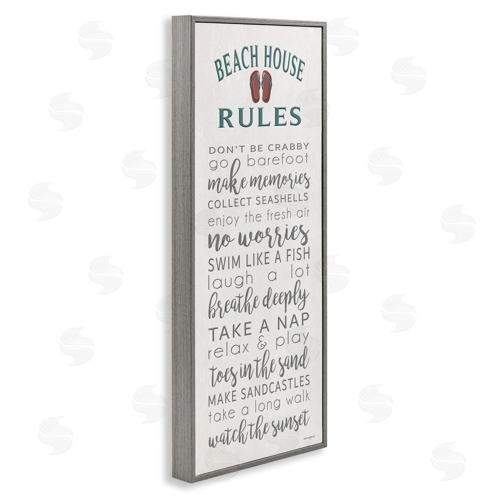 Seven Trees Design Beach House Rules Make Memories Gray Framed Giclee Wall Art Print