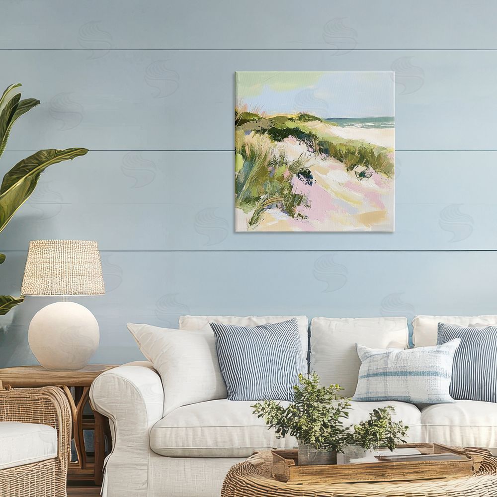Heidi Kuntz Pastel Coastal Dunes at Sunrise Stretched Canvas Wall Art in Room