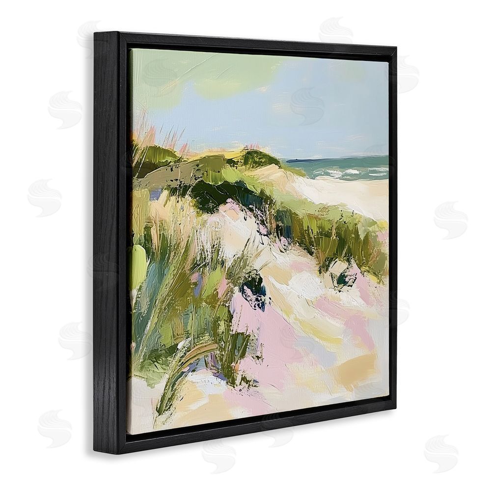 Heidi Kuntz Pastel Coastal Dunes at Sunrise Black Floating Framed Canvas Wall Art