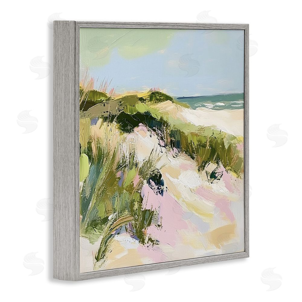 Heidi Kuntz Pastel Coastal Dunes at Sunrise Gray Framed Giclee Wall Art