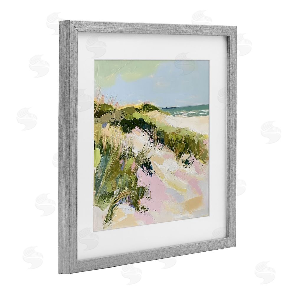 Heidi Kuntz Pastel Coastal Dunes at Sunrise Gray Framed Print Under Glass Wall Art