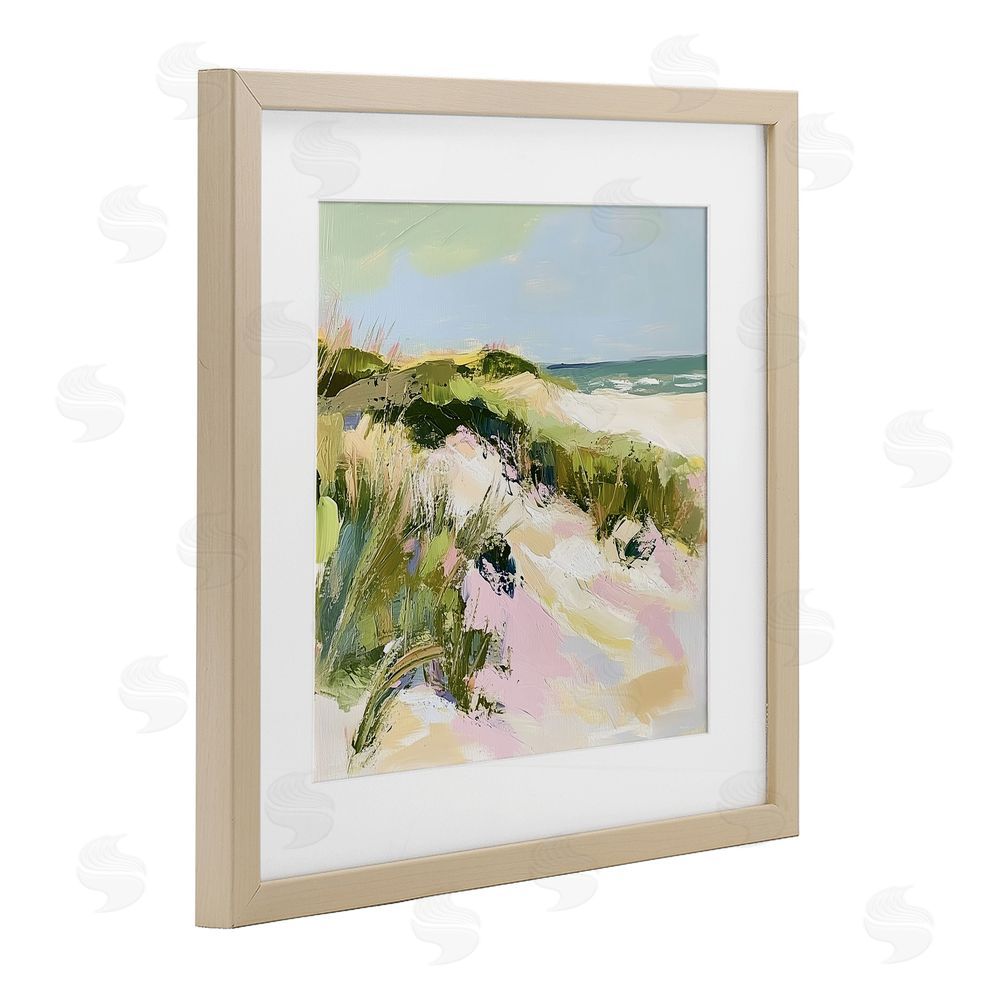 Heidi Kuntz Pastel Coastal Dunes at Sunrise Brown Framed Print Under Glass Wall Art