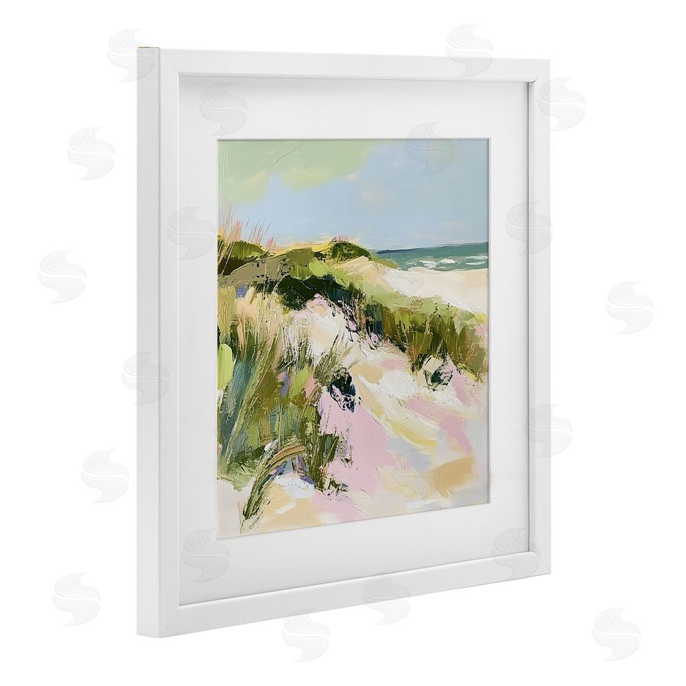 Heidi Kuntz Pastel Coastal Dunes at Sunrise White Framed Print Under Glass Wall Art