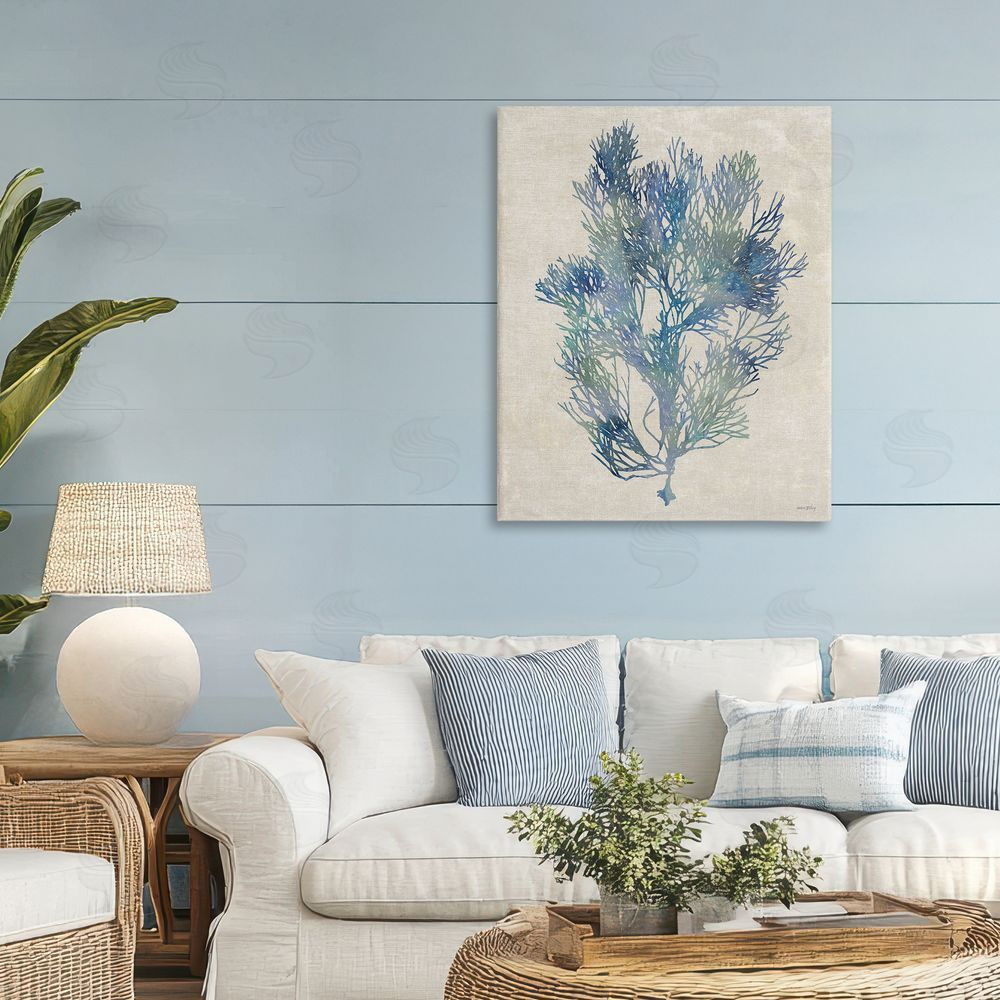 Amber Sterling Misty Blue Coral Study Stretched Canvas Wall Art in Room