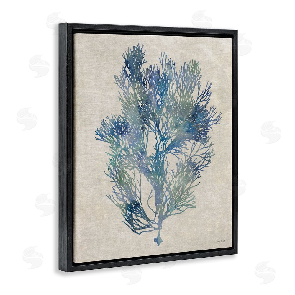 Amber Sterling Misty Blue Coral Study Black Floating Framed Canvas Wall Art